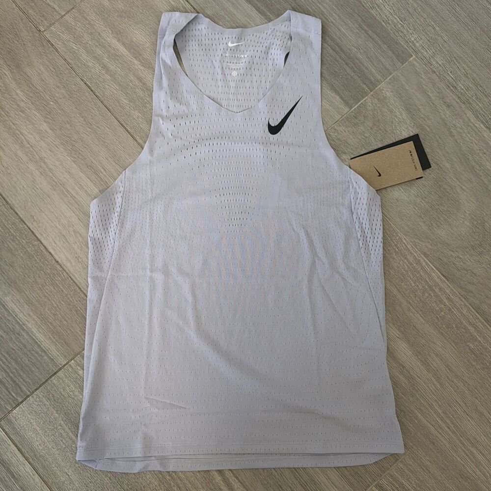 Men's Nike Dri-Fit ADV Aeroswift Running Singlet Ghost Gray FN4231-057 Size S
